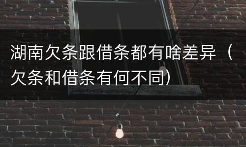 湖南欠条跟借条都有啥差异（欠条和借条有何不同）