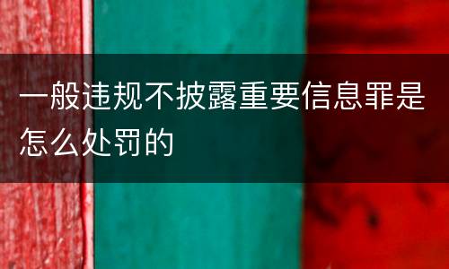 一般违规不披露重要信息罪是怎么处罚的