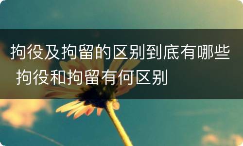 拘役及拘留的区别到底有哪些 拘役和拘留有何区别