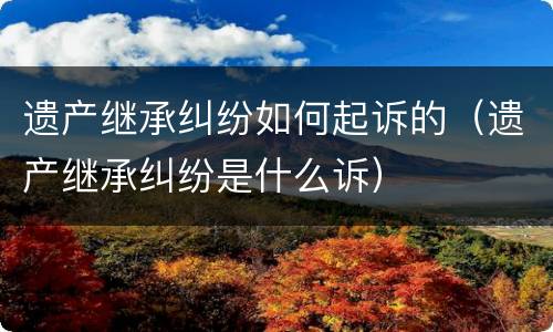 遗产继承纠纷如何起诉的（遗产继承纠纷是什么诉）
