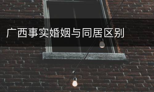 广西事实婚姻与同居区别