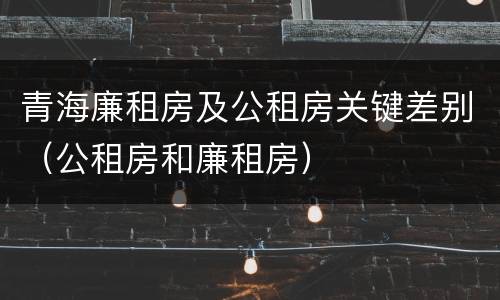 青海廉租房及公租房关键差别（公租房和廉租房）