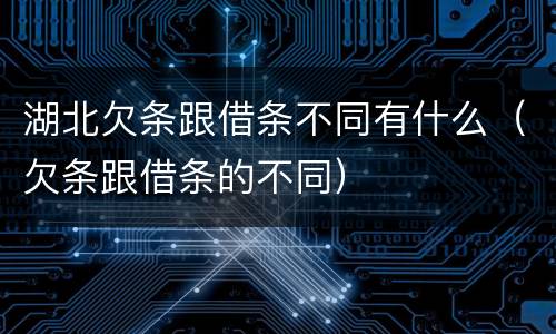 湖北欠条跟借条不同有什么（欠条跟借条的不同）