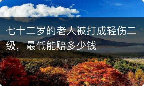 七十二岁的老人被打成轻伤二级，最低能赔多少钱