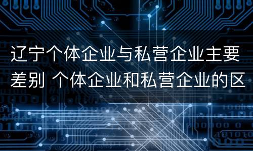 辽宁个体企业与私营企业主要差别 个体企业和私营企业的区别