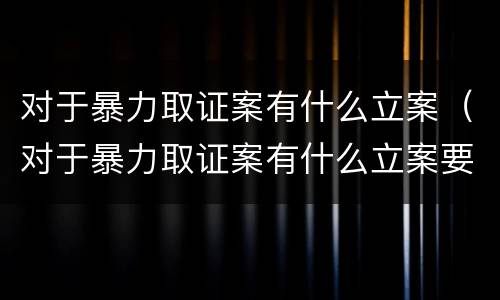 对于暴力取证案有什么立案（对于暴力取证案有什么立案要求）