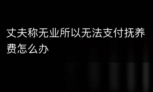 丈夫称无业所以无法支付抚养费怎么办