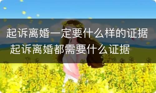起诉离婚一定要什么样的证据 起诉离婚都需要什么证据