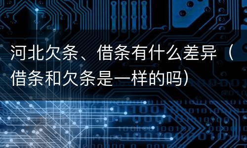 河北欠条、借条有什么差异（借条和欠条是一样的吗）