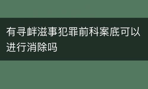 有寻衅滋事犯罪前科案底可以进行消除吗