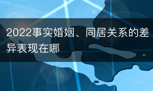 2022事实婚姻、同居关系的差异表现在哪