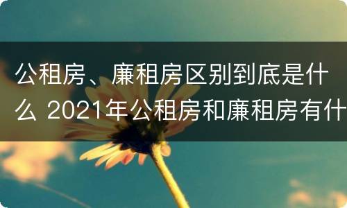 公租房、廉租房区别到底是什么 2021年公租房和廉租房有什么区别