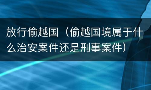 放行偷越国（偷越国境属于什么治安案件还是刑事案件）