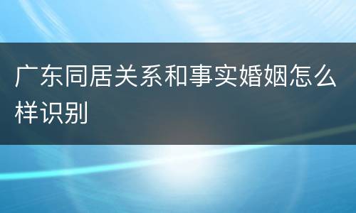 广东同居关系和事实婚姻怎么样识别