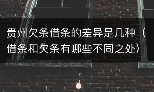 贵州欠条借条的差异是几种（借条和欠条有哪些不同之处）