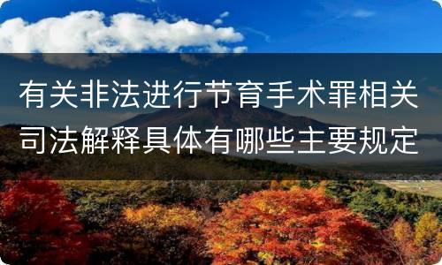 有关非法进行节育手术罪相关司法解释具体有哪些主要规定