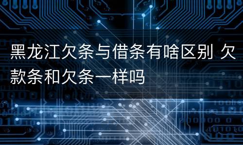 黑龙江欠条与借条有啥区别 欠款条和欠条一样吗