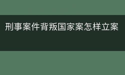 刑事案件背叛国家案怎样立案