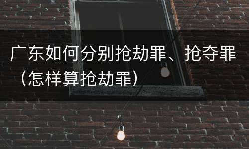 广东如何分别抢劫罪、抢夺罪（怎样算抢劫罪）