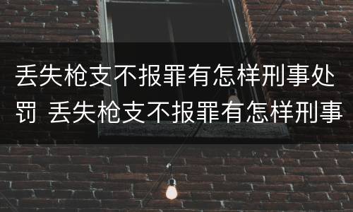 丢失枪支不报罪有怎样刑事处罚 丢失枪支不报罪有怎样刑事处罚呢