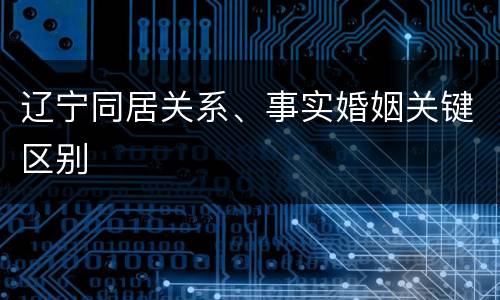 辽宁同居关系、事实婚姻关键区别
