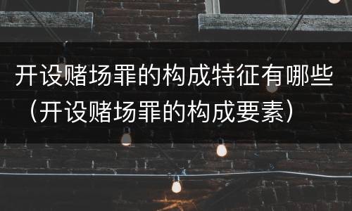 开设赌场罪的构成特征有哪些（开设赌场罪的构成要素）