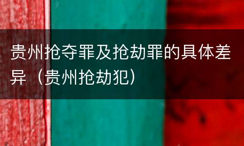 贵州抢夺罪及抢劫罪的具体差异（贵州抢劫犯）