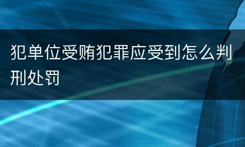 犯单位受贿犯罪应受到怎么判刑处罚