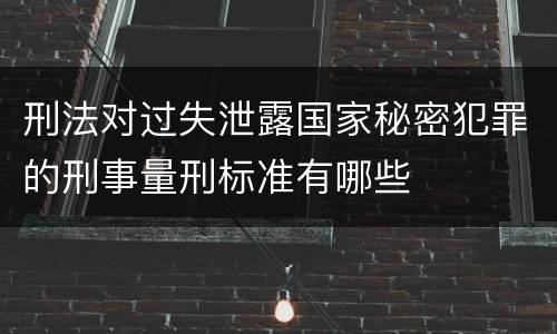 刑法对过失泄露国家秘密犯罪的刑事量刑标准有哪些