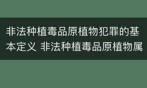 非法种植毒品原植物犯罪的基本定义 非法种植毒品原植物属于什么犯罪类型