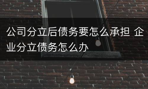 公司分立后债务要怎么承担 企业分立债务怎么办