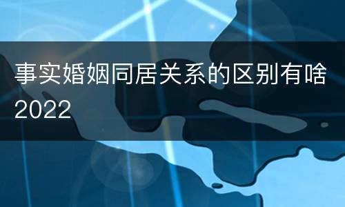 事实婚姻同居关系的区别有啥2022
