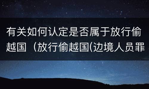 有关如何认定是否属于放行偷越国（放行偷越国(边境人员罪）