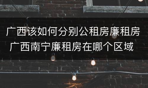 广西该如何分别公租房廉租房 广西南宁廉租房在哪个区域