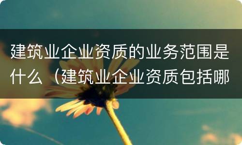 建筑业企业资质的业务范围是什么（建筑业企业资质包括哪些）