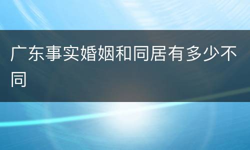 广东事实婚姻和同居有多少不同