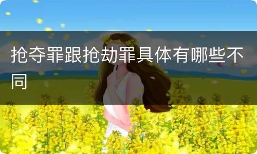 抢夺罪跟抢劫罪具体有哪些不同