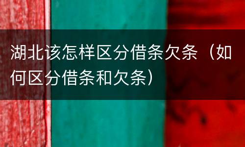 湖北该怎样区分借条欠条（如何区分借条和欠条）