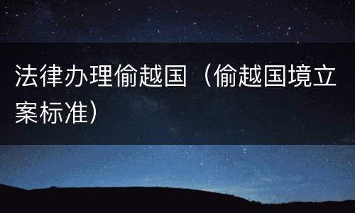 法律办理偷越国（偷越国境立案标准）