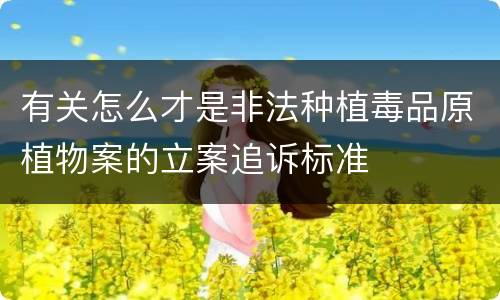 有关怎么才是非法种植毒品原植物案的立案追诉标准