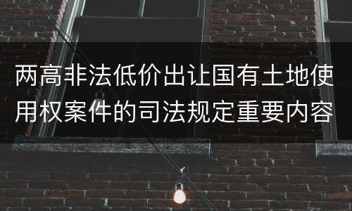 两高非法低价出让国有土地使用权案件的司法规定重要内容都有哪些