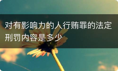 对有影响力的人行贿罪的法定刑罚内容是多少