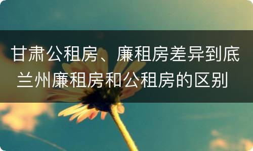 甘肃公租房、廉租房差异到底 兰州廉租房和公租房的区别