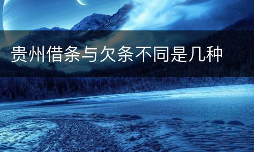 贵州借条与欠条不同是几种