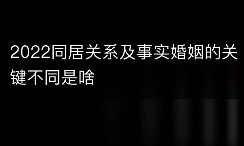 2022同居关系及事实婚姻的关键不同是啥