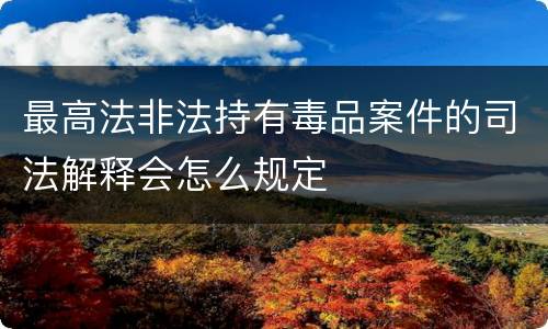 最高法非法持有毒品案件的司法解释会怎么规定
