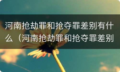 河南抢劫罪和抢夺罪差别有什么（河南抢劫罪和抢夺罪差别有什么不一样）