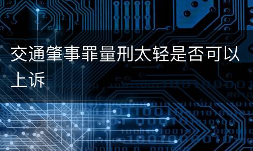 交通肇事罪量刑太轻是否可以上诉