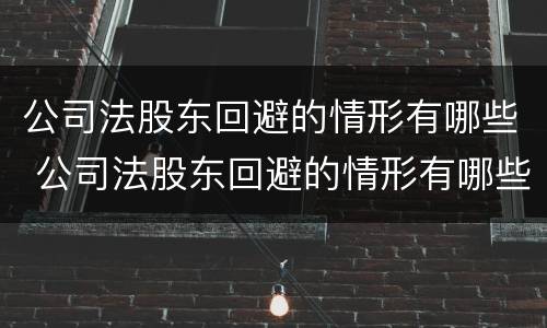 公司法股东回避的情形有哪些 公司法股东回避的情形有哪些呢