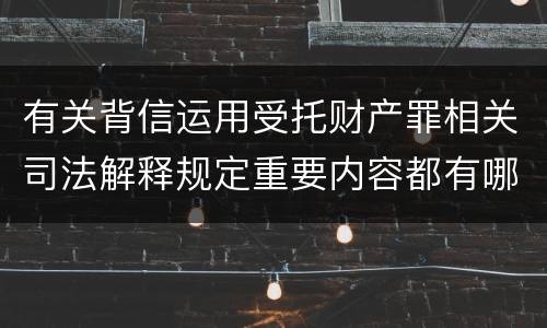 有关背信运用受托财产罪相关司法解释规定重要内容都有哪些